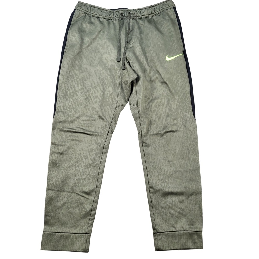 Nike Mens Therma-FIT Joggers Olive‎ Green Digital Print Pants 694035-323 Large